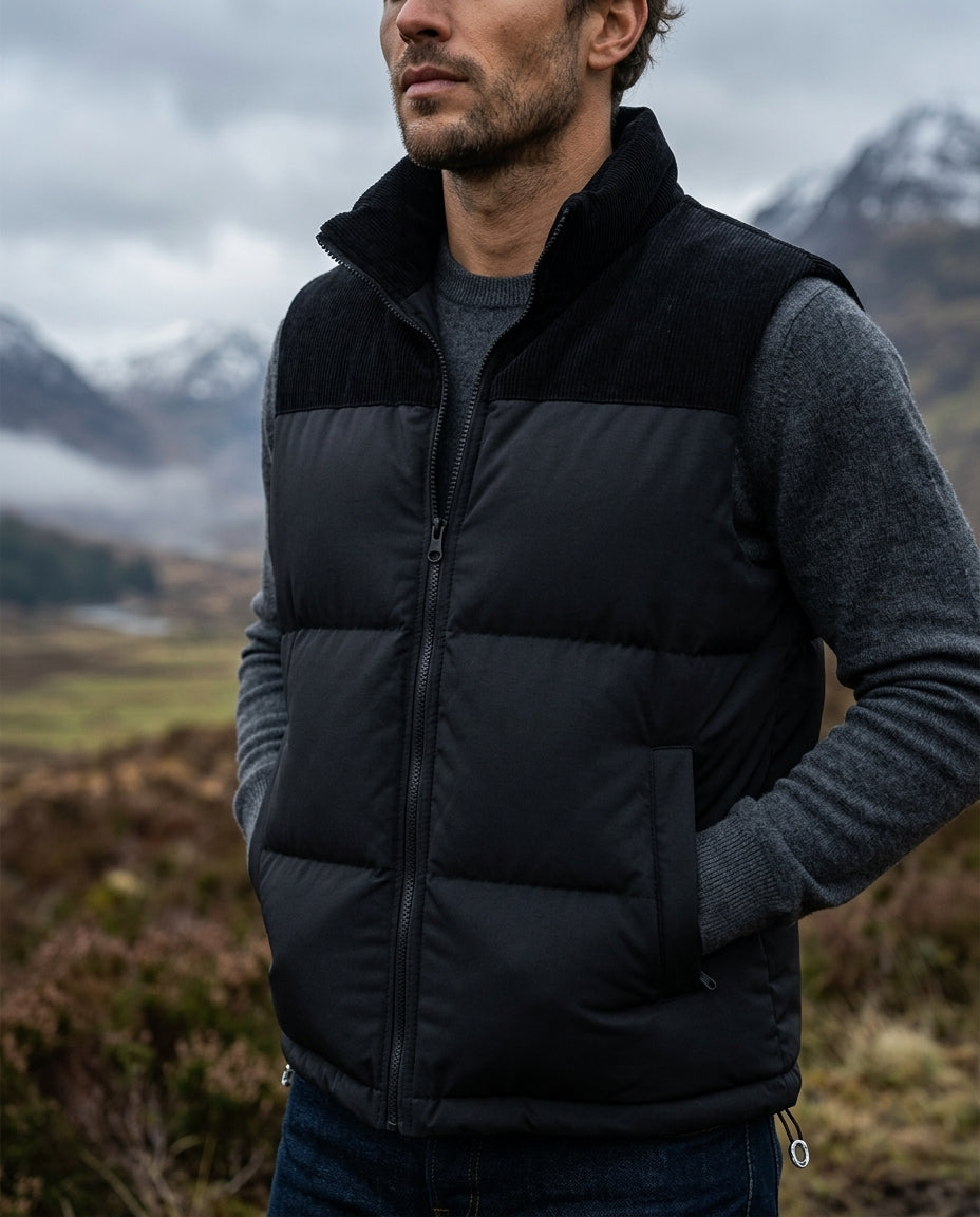Men's Insulated Puffer Vest Lightweight Quilted Sleeveless Jacket with Stand Collar and Zip Pockets for Fall Winter | Lonoma