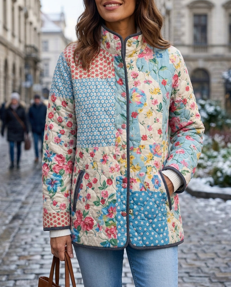 Women's Quilted Jacket with Floral Print – Lightweight Insulated Outerwear for Fall Spring Everyday Casual Wear | Lonoma