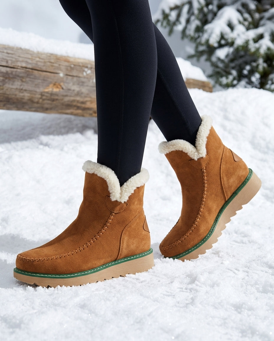 Women's Platform Slip-On Boots with Plush Fleece Interior for Winter | Lonoma