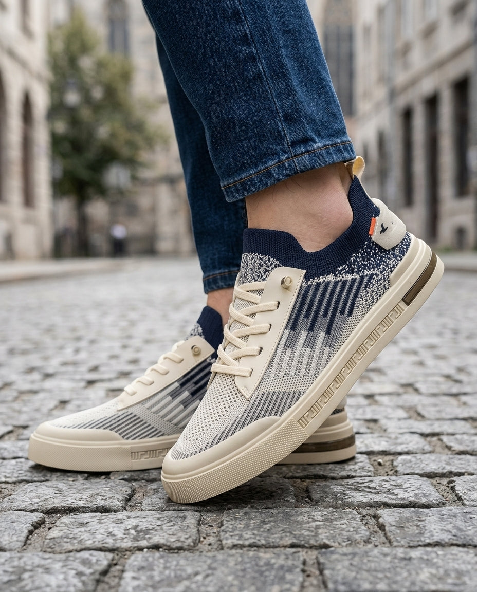 Men's Breathable Knit Sneakers – Lightweight Low-Profile Lace-Up Casual Shoes for Everyday Comfort, Walking, Jeans, Joggers & Office Wear | Lonoma