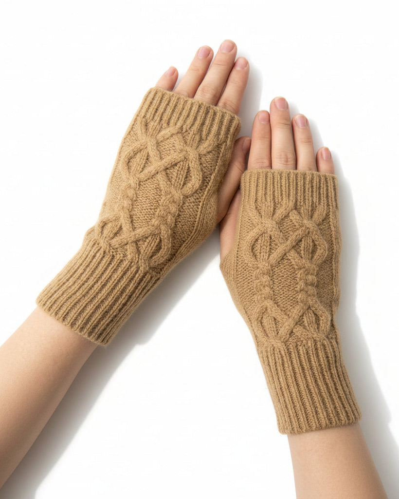 Fingerless Cable Knit Hand Warmers for Women – Cozy Wrist Gloves for Cold Weather, Texting & Typing | Lonoma