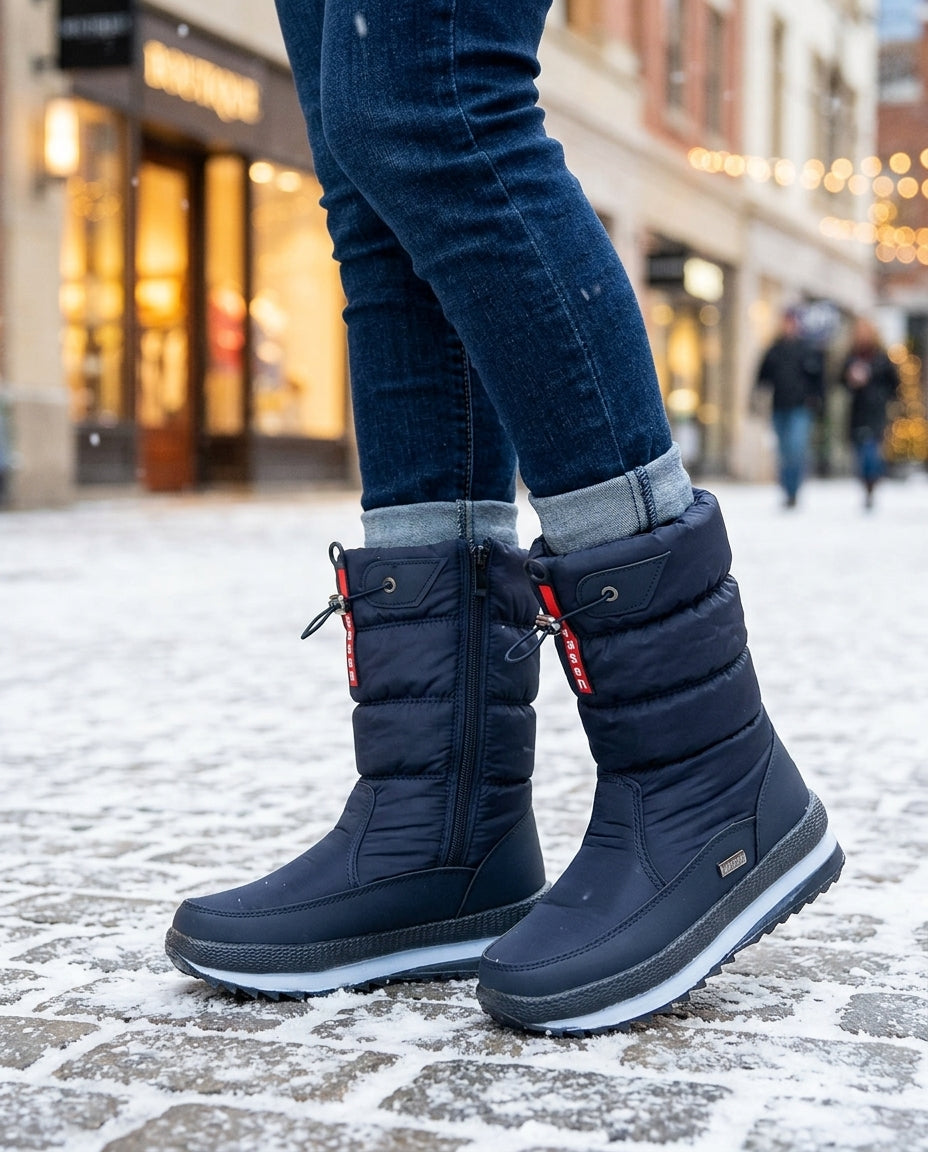 Women's Insulated Winter Boots with Side Zip, Non-Slip Grip for Snow & Ice | Waterproof Puffer-Style Footwear | Lonoma