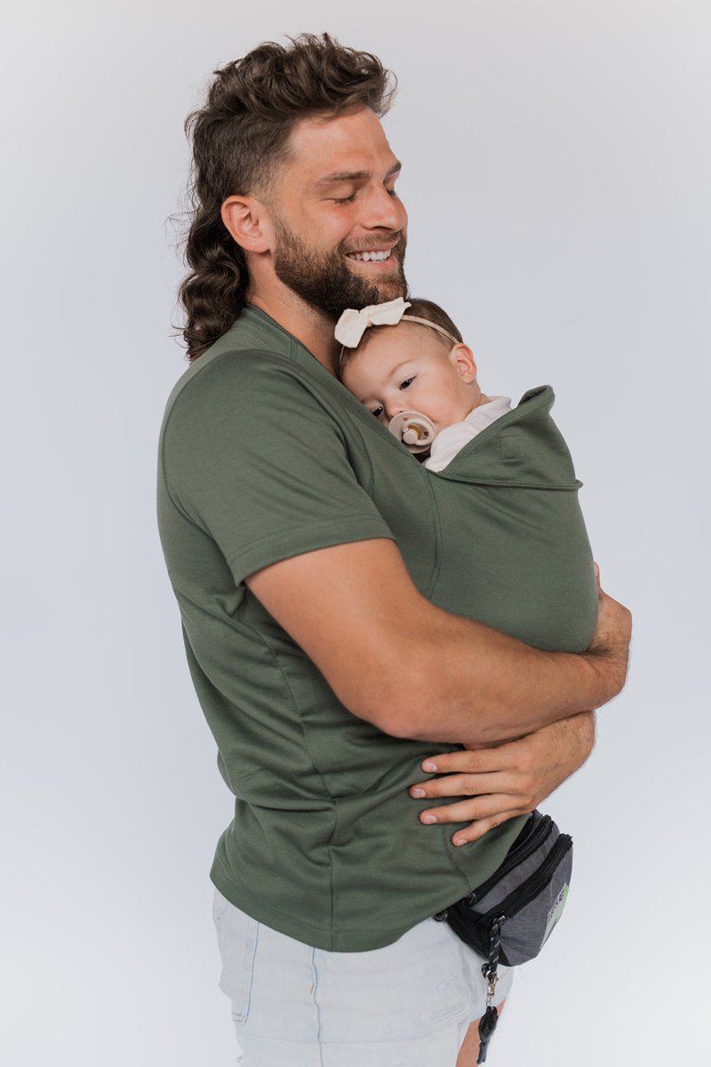 Hands-Free Baby Carrier Shirt for Moms & Dads, Soft Cotton Kangaroo Tee with Front Pouch, Newborn Skin-to-Skin Bonding Top | Lonoma