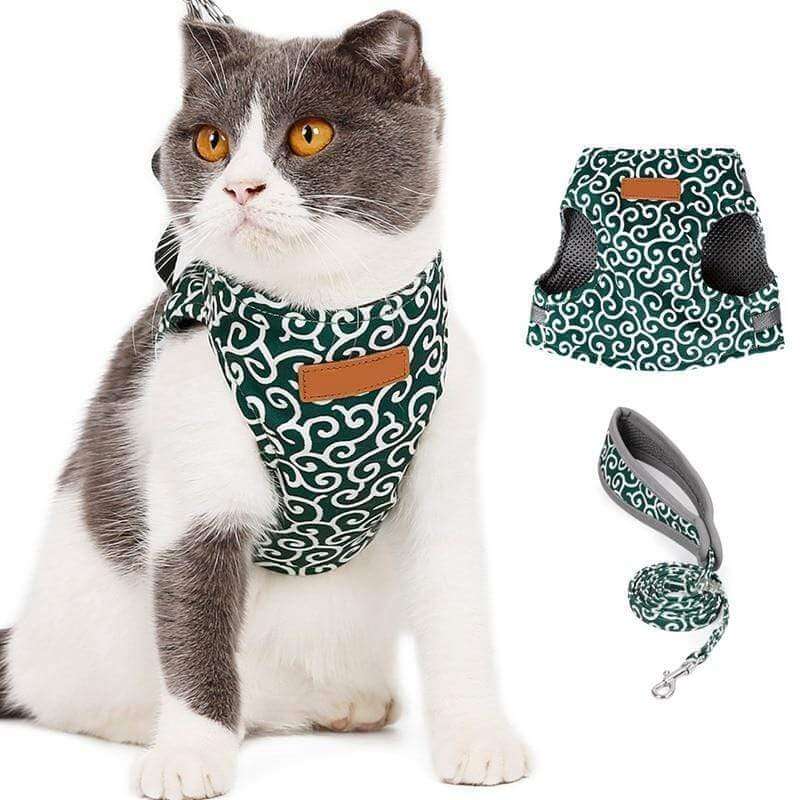 Cat Harness Vest Mesh Escape-Proof Adjustable Small Kitten Lead Set Outdoor Walking Leash | Koossa