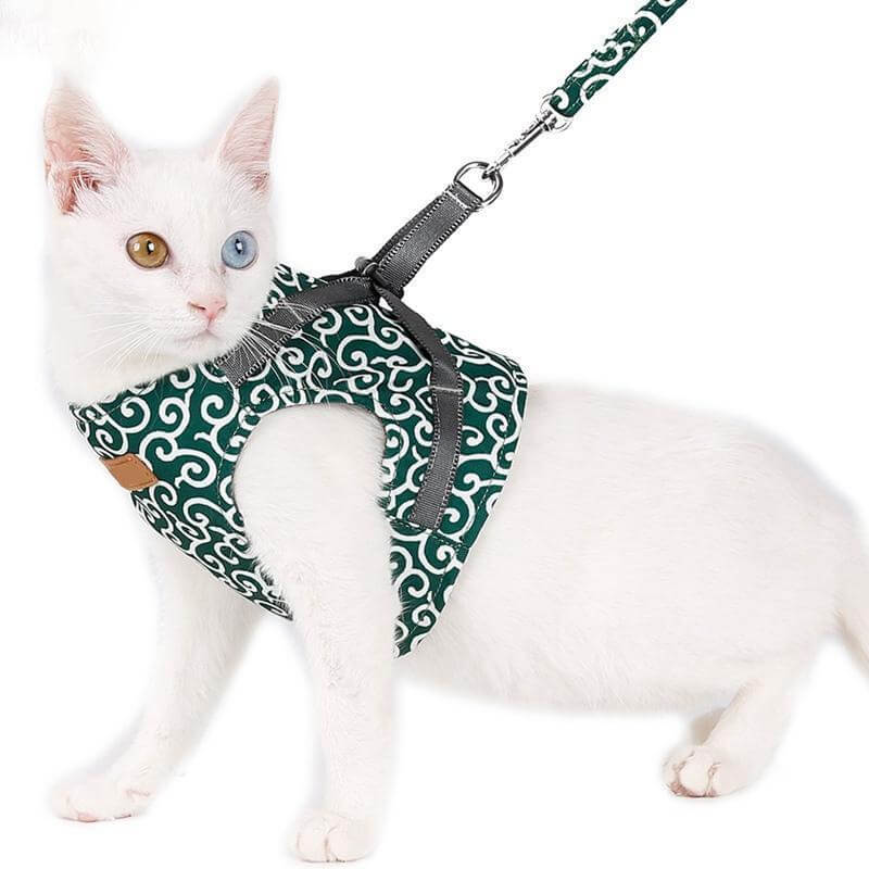 Cat Harness Vest Mesh Escape-Proof Adjustable Small Kitten Lead Set Outdoor Walking Leash | Koossa