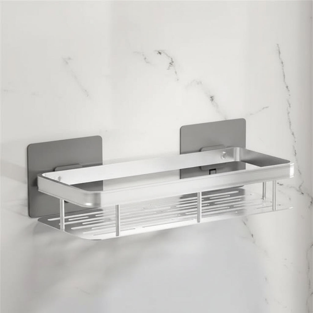 Adhesive Bathroom Shelf Corner Triangle Rectangle Organizer No Drill ABS Stainless Steel for Shower Wall | Lonoma