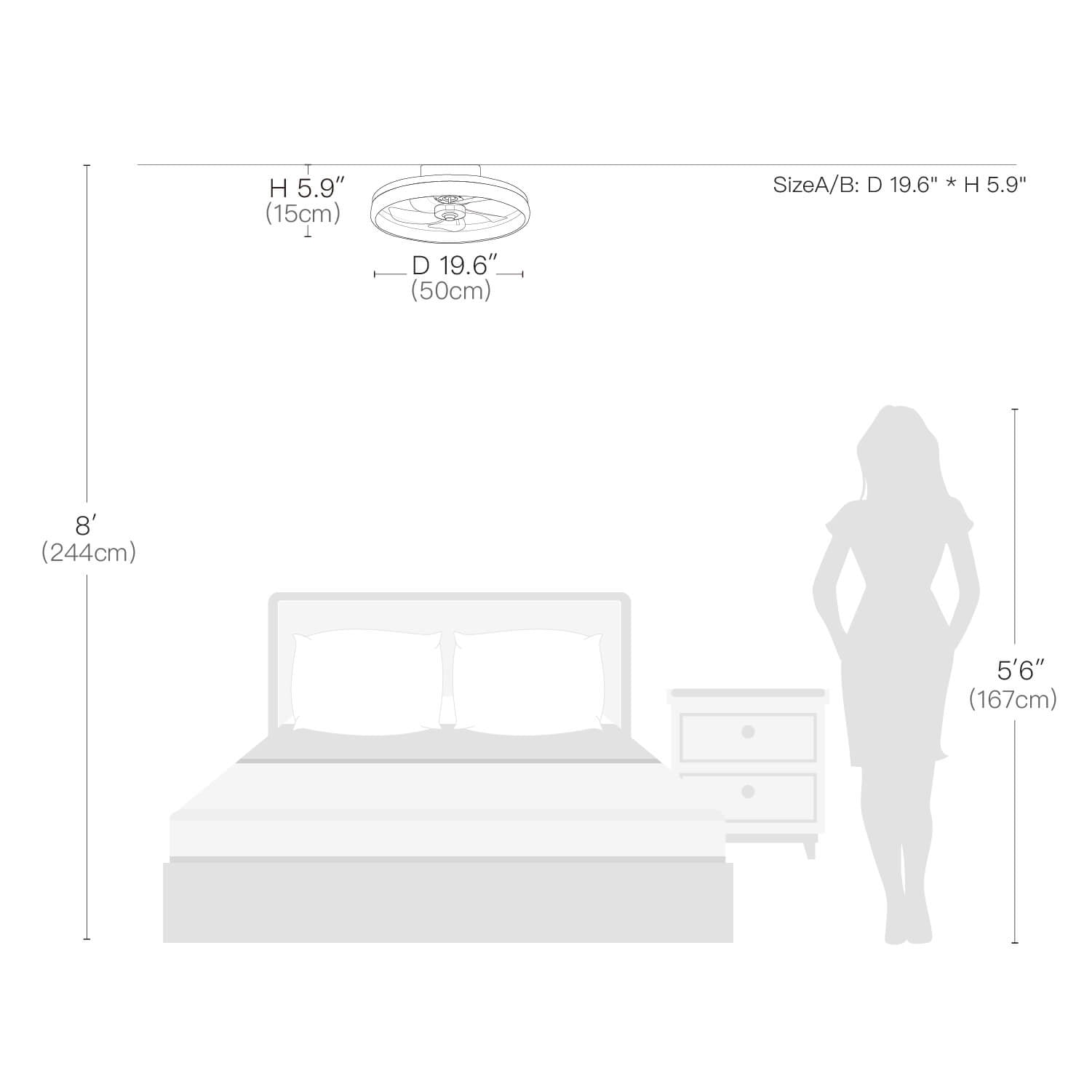 Ventilateur de Plafond Lumineux LED Dimmable Rond Moderne Noir Doré Blanc 6 Vitesses 3 Tons de Lumière | Koossa