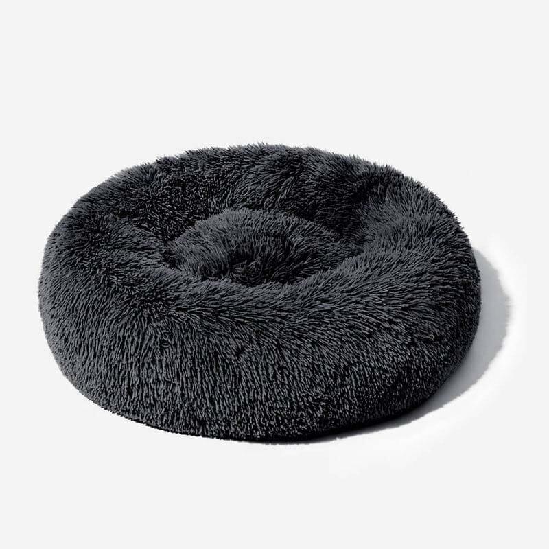 Round Pet Bed Plush Donut Dog Cat Cushion Raised Rim S M L XL Washable Cover Indoor Calming Nest Bolster | Koossa