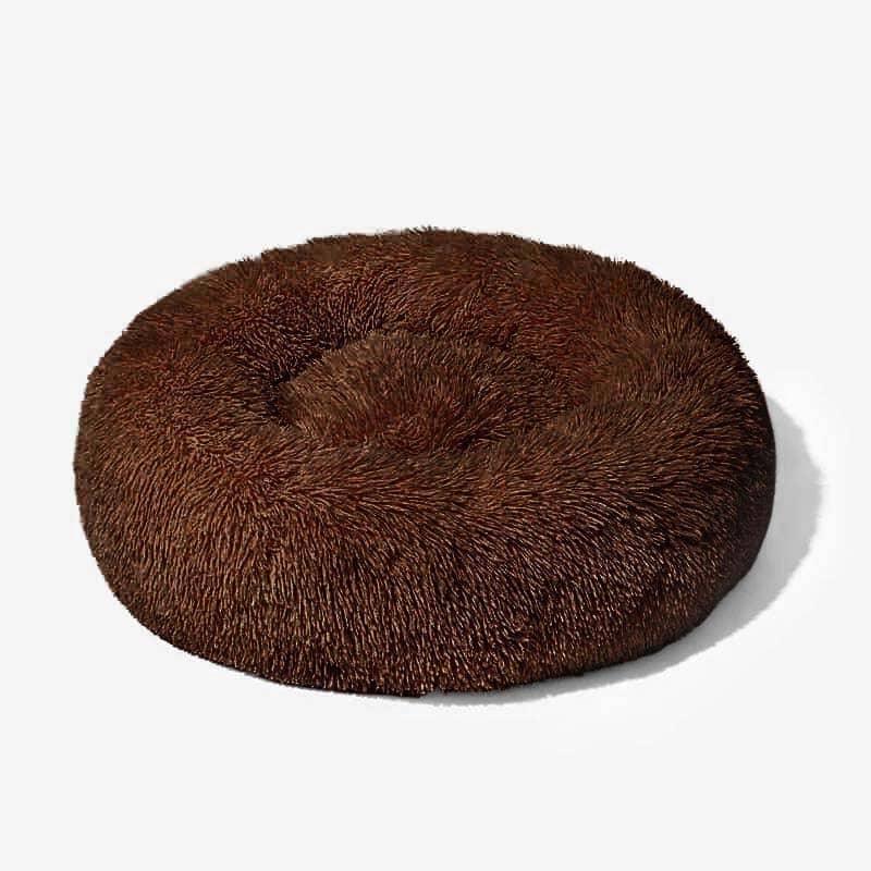 Round Pet Bed Plush Donut Dog Cat Cushion Raised Rim S M L XL Washable Cover Indoor Calming Nest Bolster | Koossa