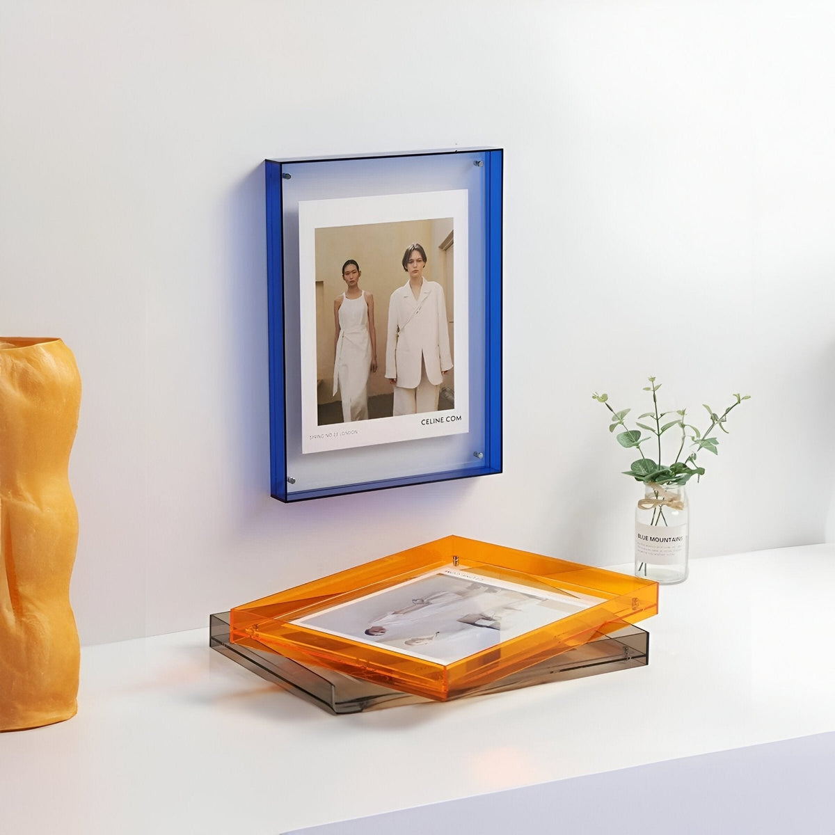 Clear Acrylic Picture Frame Freestanding or Wall Mount A4 A5 Modern Minimalist Display for Photos Prints | Lonoma
