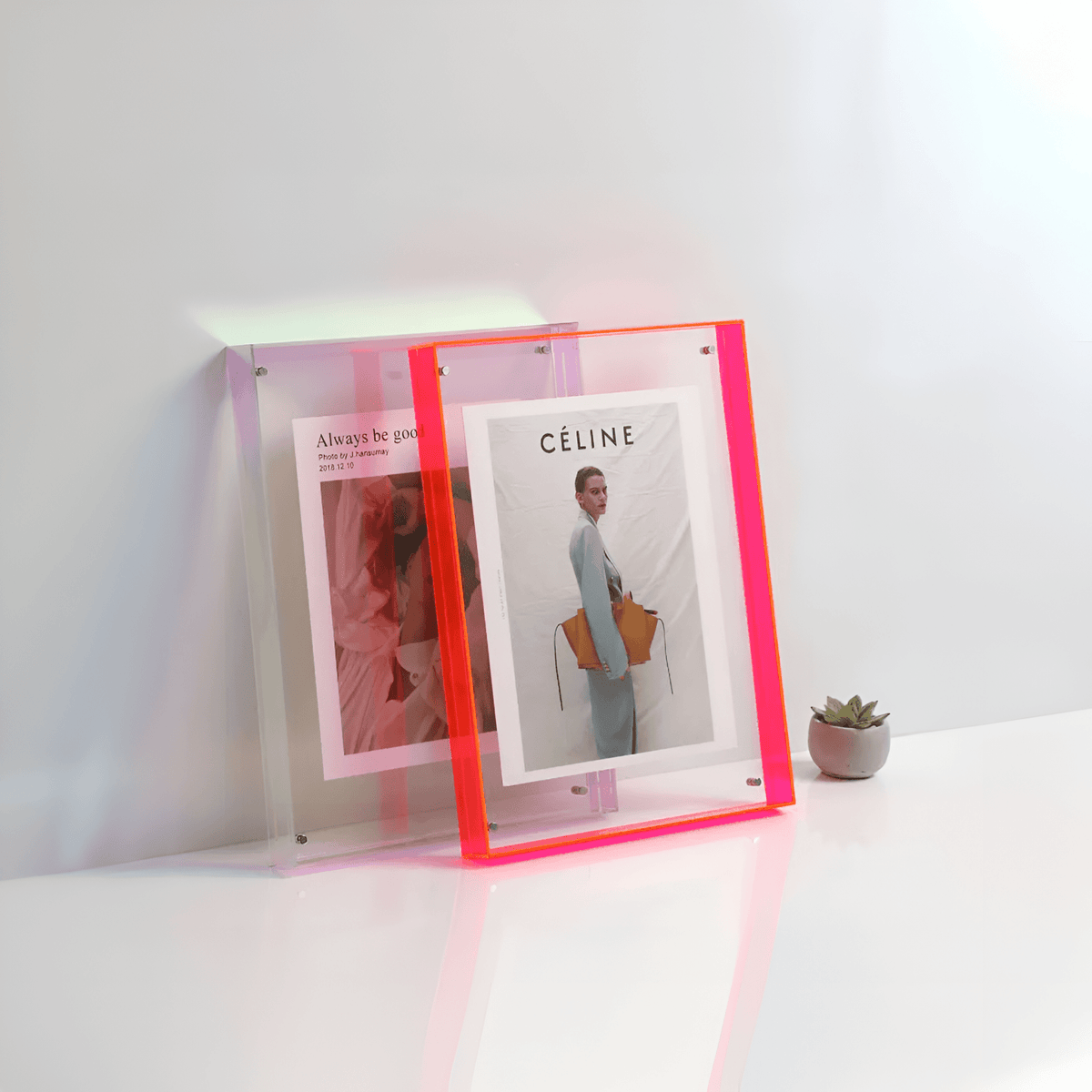 Clear Acrylic Picture Frame Freestanding or Wall Mount A4 A5 Modern Minimalist Display for Photos Prints | Lonoma