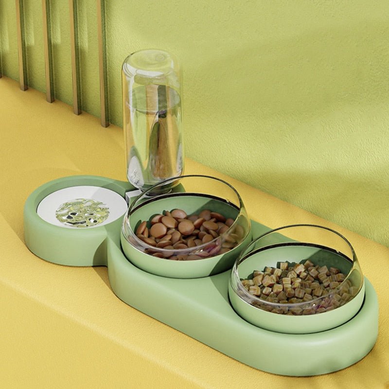 Dog Cat Feeding Station Double Bowl Automatic Water Dispenser Elevated Adjustable Non-Slip | Koossa