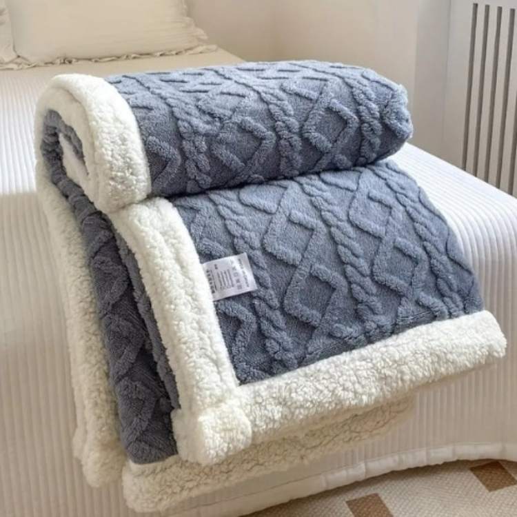 Couverture lestée sherpa 150 × 200 cm gris douceur chaleur apaisante confort optimal détente sommeil réparateur | Koossa