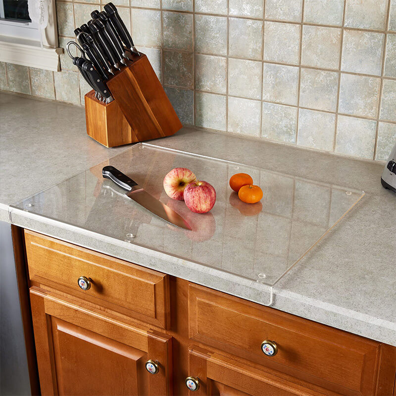 Clear Acrylic Cutting Board Countertop Protector, Heat & Scratch Resistant Kitchen Counter Saver for Food Prep, Dishwasher Safe | Lonoma