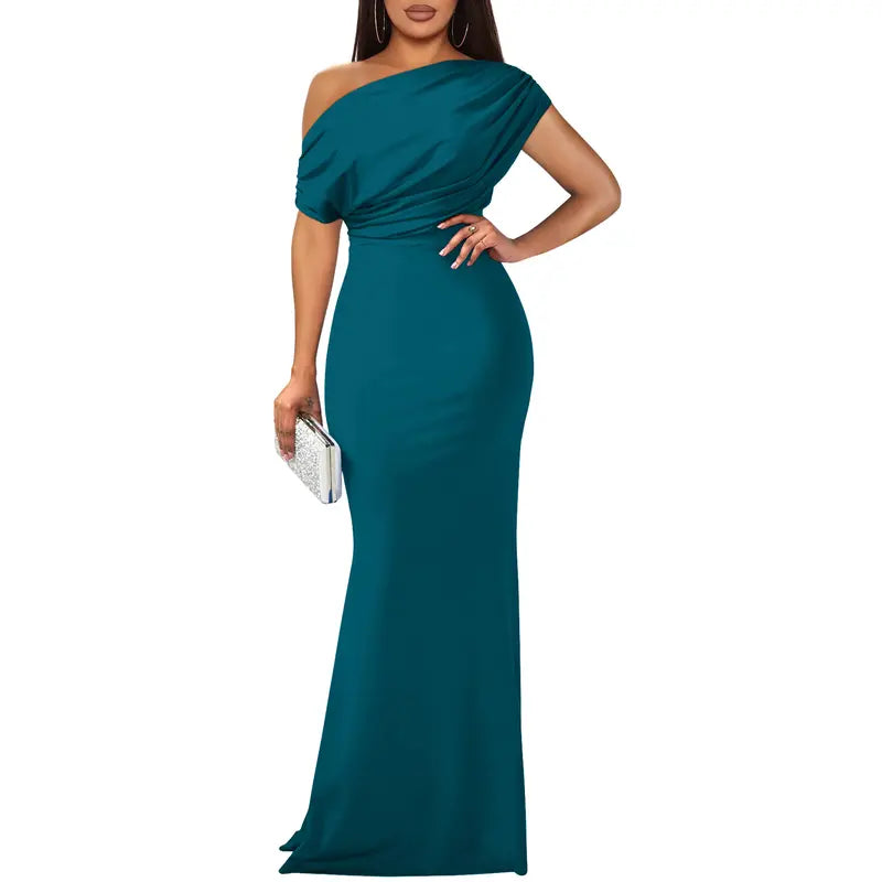 Women's Off-Shoulder Floor-Length Evening Gown in Ten Classic Colours for Galas, Weddings, and Formal Occasions | Koossa