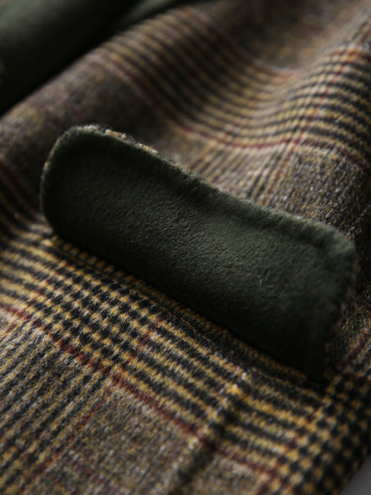 Women's Beige Checked Winter Coat — Classic Double-Breasted Wool-Blend Coat for Cold Weather & Everyday Elegance | Koossa