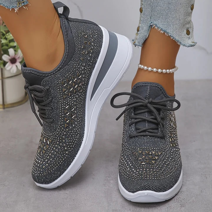 Women's Ergonomic Lace-Up Trainers in Premium Canvas with Cushioned Sole for All-Day Comfort | Koossa