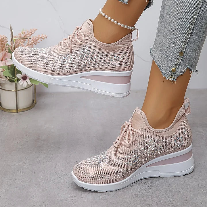 Women's Ergonomic Lace-Up Trainers in Premium Canvas with Cushioned Sole for All-Day Comfort | Koossa