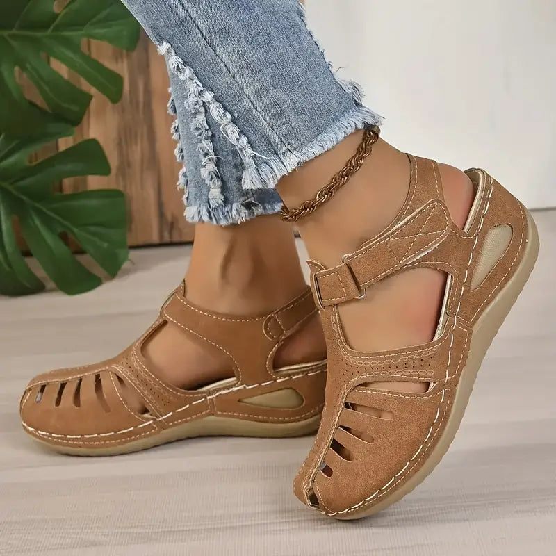 Women's Open-Toe Wedge Sandals with Supportive Footbed — Comfortable Summer Footwear for All-Day Wear | Koossa