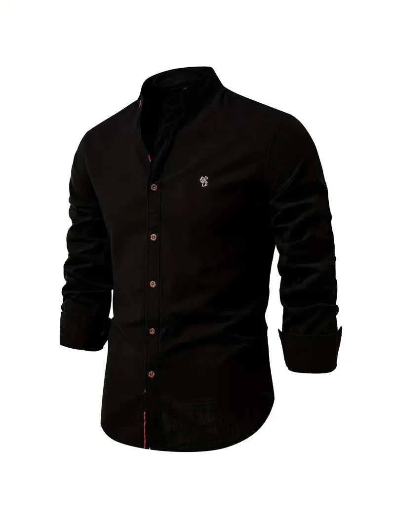 Men's Slim Fit Long Sleeve Shirt in Cotton Blend | Classic Tailored Collar | Smart Casual Workwear | Koossa