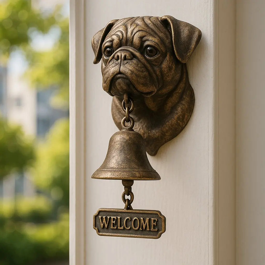 Dog Breed Door Bell Cast Metal Wall Mount Chime Antique Bronze Finish Decorative Outdoor Indoor Entry Greeter 10.6 Inch | Lonoma