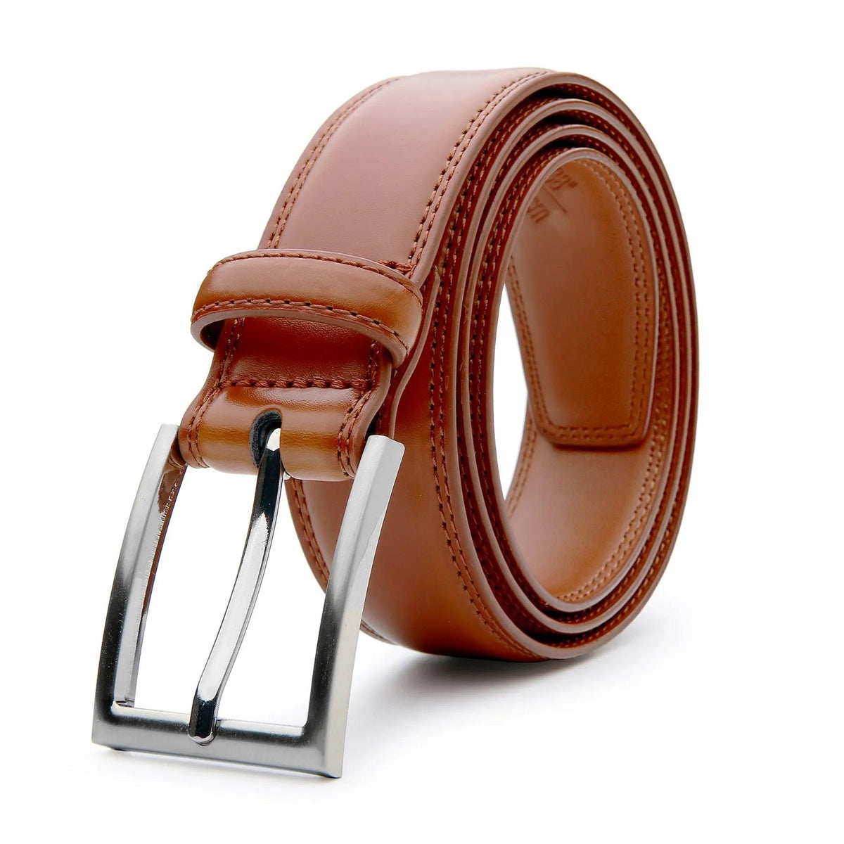 Genuine Leather Belt for Men & Women, Classic Pin Buckle Dress Belt, Black Brown Tan Navy, Business & Casual Jeans Belt | Lonoma