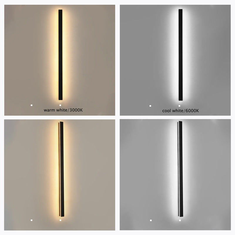 Applique murale LED extérieure verticale noire aluminium IP65 30–200 cm façade jardin allée éclairage moderne | Koossa