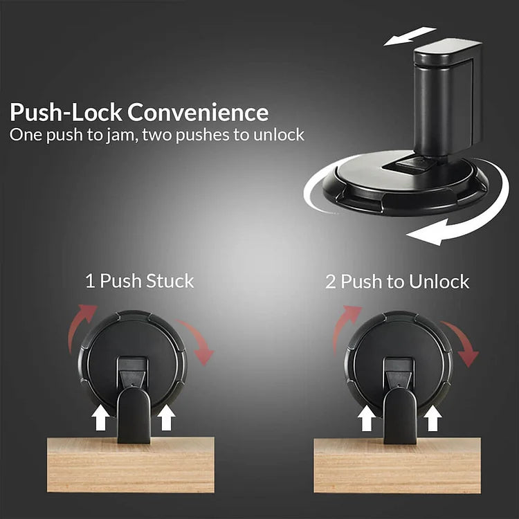 Floor-Mount Door Stopper with Push-Lock Release, Zinc Alloy Door Holder for Bedroom, Office, Hallway, Living Room Doors | Lonoma