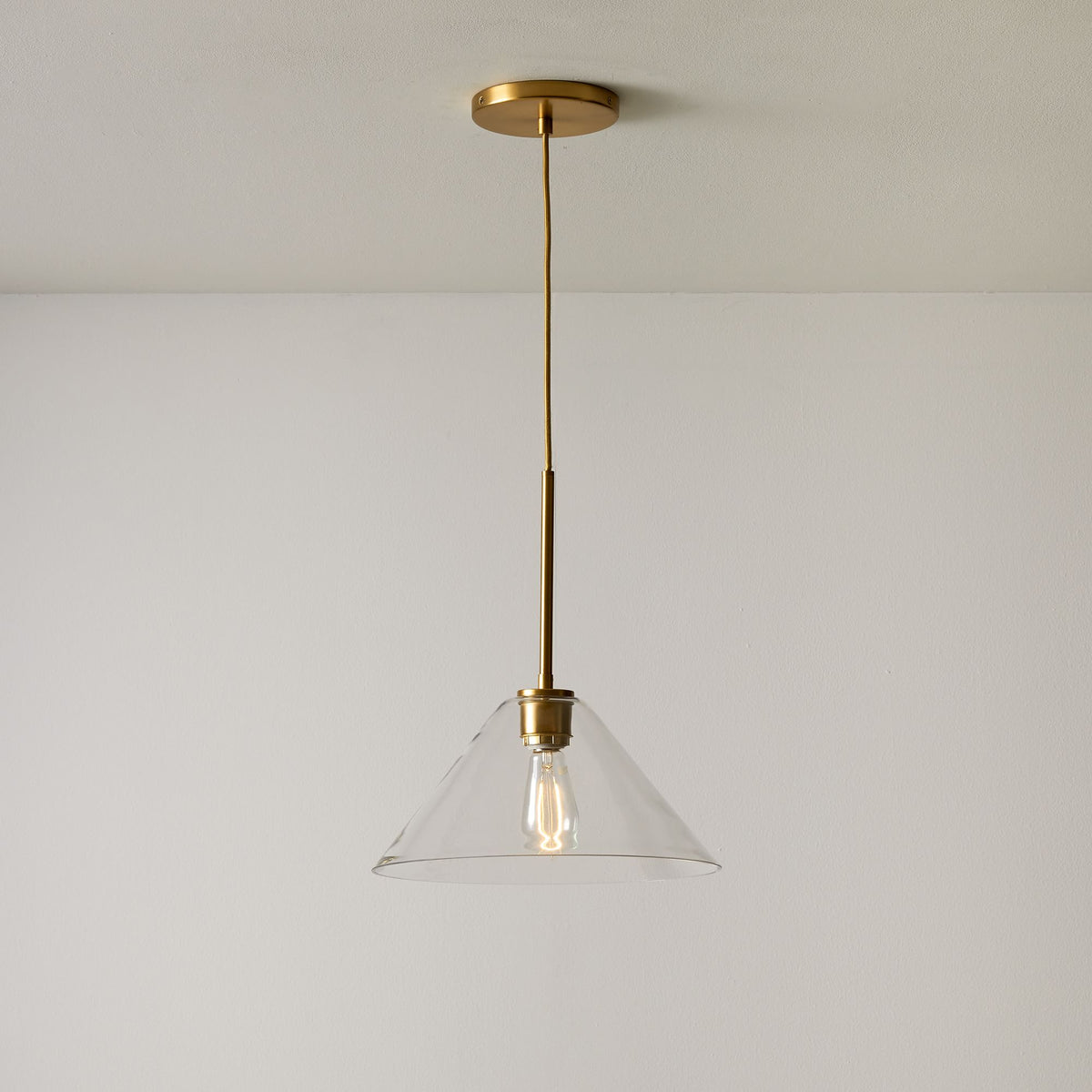 Tapered Glass Hanging Fixture with Metal Canopy – E26 Socket – Dimmable for Dining Room, Island, Entryway | Lonoma