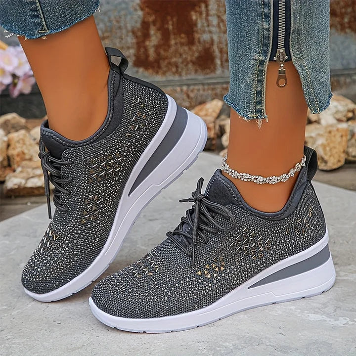 Women's Ergonomic Lace-Up Trainers in Premium Canvas with Cushioned Sole for All-Day Comfort | Koossa