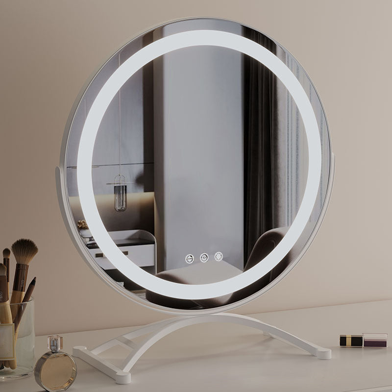 Miroir lumineux LED 40 cm rechargeable 3 modes pivotant 360° dimable beauté maquillage tactile mémoire | Koossa