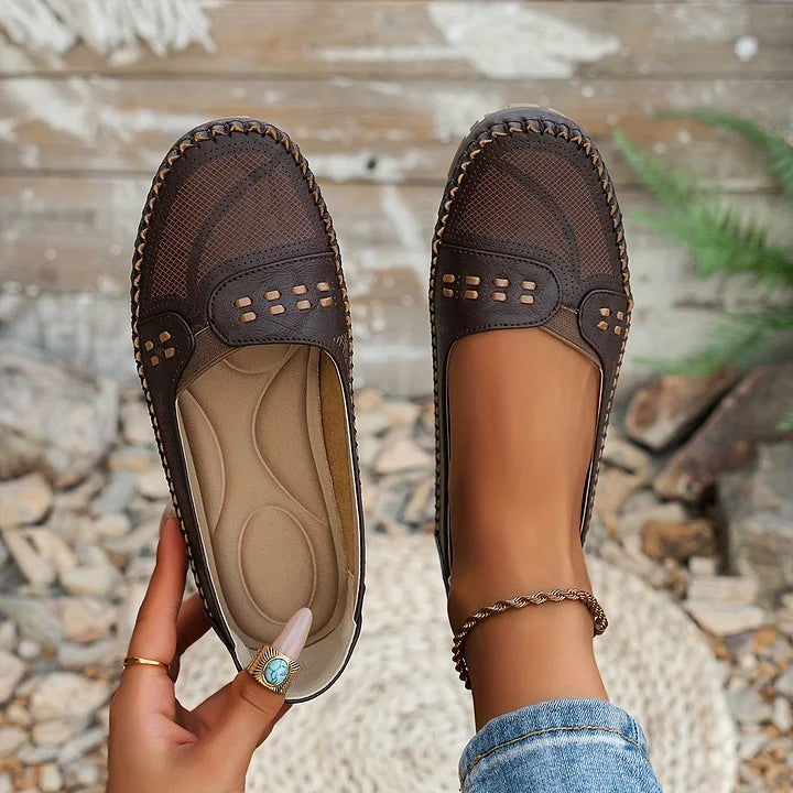 Women's Perforated Leather Slip-On Loafers for Effortless Summer Style | Koossa