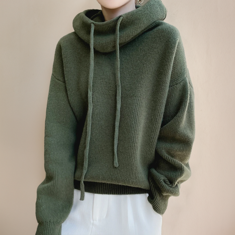 Women's Oversized Funnel Neck Hoodie in Soft Fleece — Relaxed Leisure Jumper with Drawstring Detail for Casual Elegance | Koossa