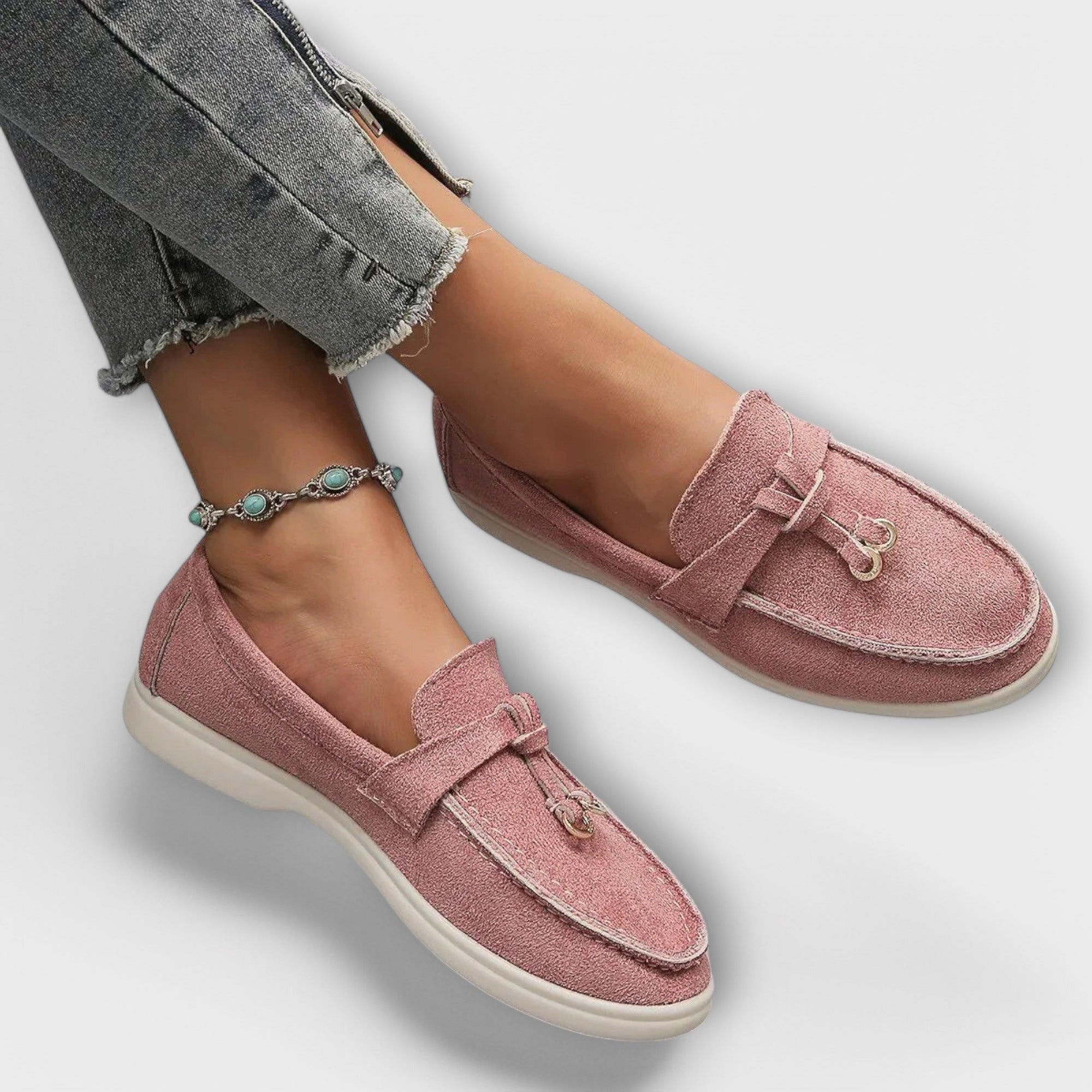 Women's Flat Loafers with Bow Detail in Eight Colours – Slip-On Leather-Look Moccasin Shoes for Work Office Smart Casual Everyday Comfort | Koossa