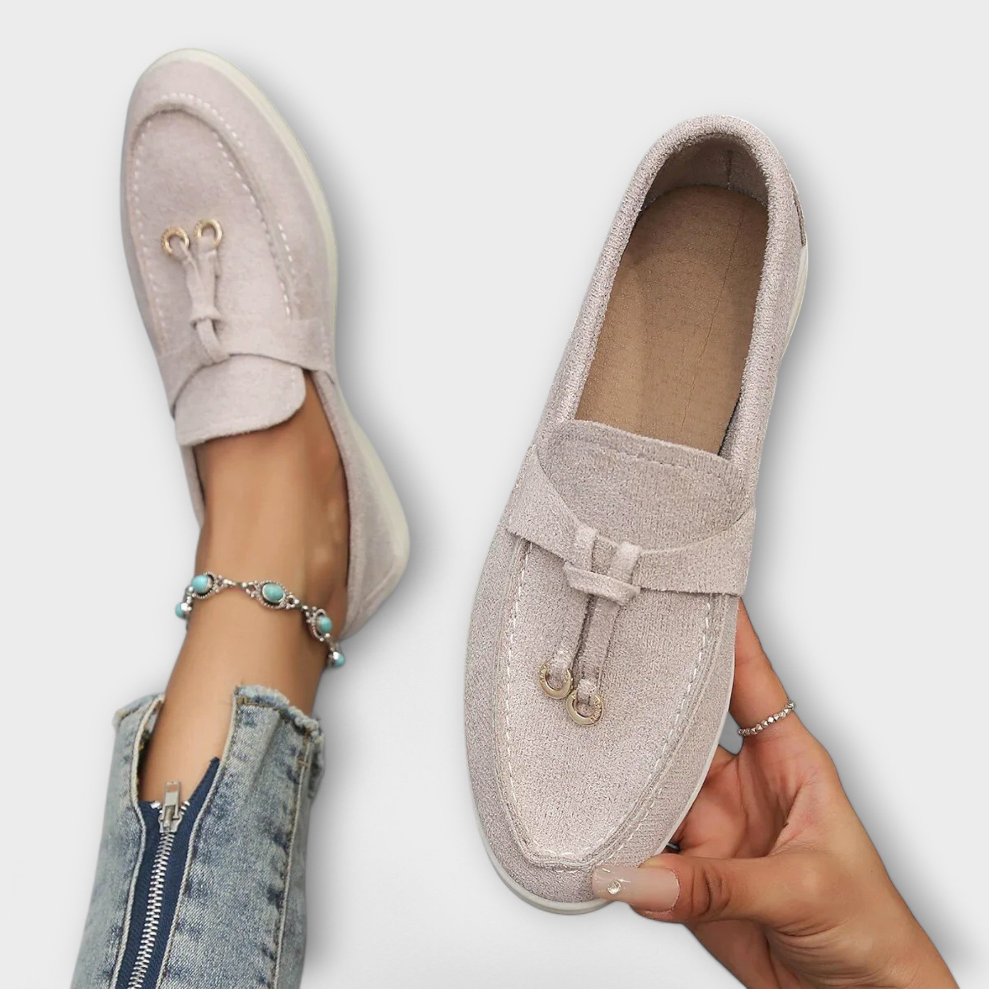Women's Flat Loafers with Bow Detail in Eight Colours – Slip-On Leather-Look Moccasin Shoes for Work Office Smart Casual Everyday Comfort | Koossa