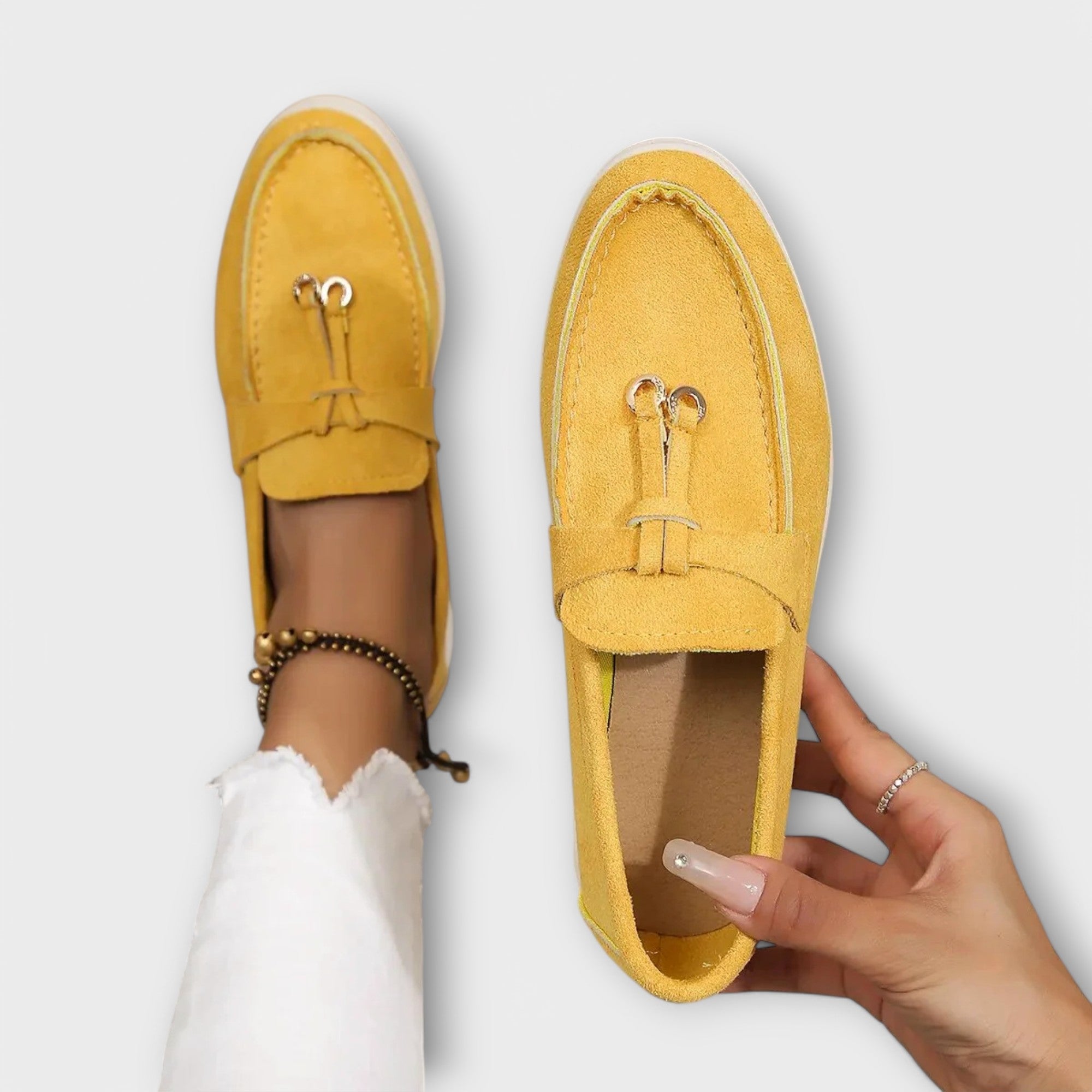 Women's Flat Loafers with Bow Detail in Eight Colours – Slip-On Leather-Look Moccasin Shoes for Work Office Smart Casual Everyday Comfort | Koossa