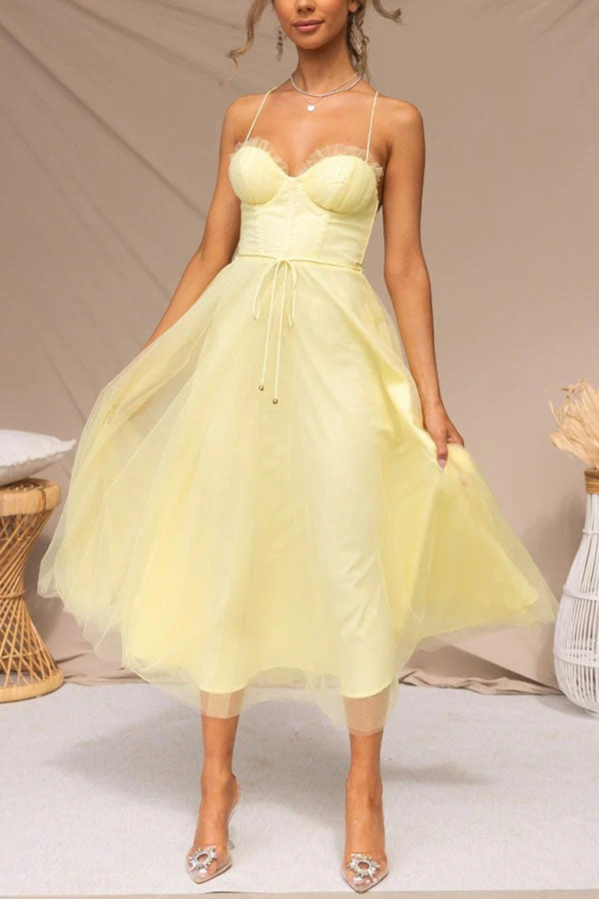Women's Flowing Midi Dress for Wedding Guests — Elegant Occasion Dress with Flattering Silhouette | Koossa