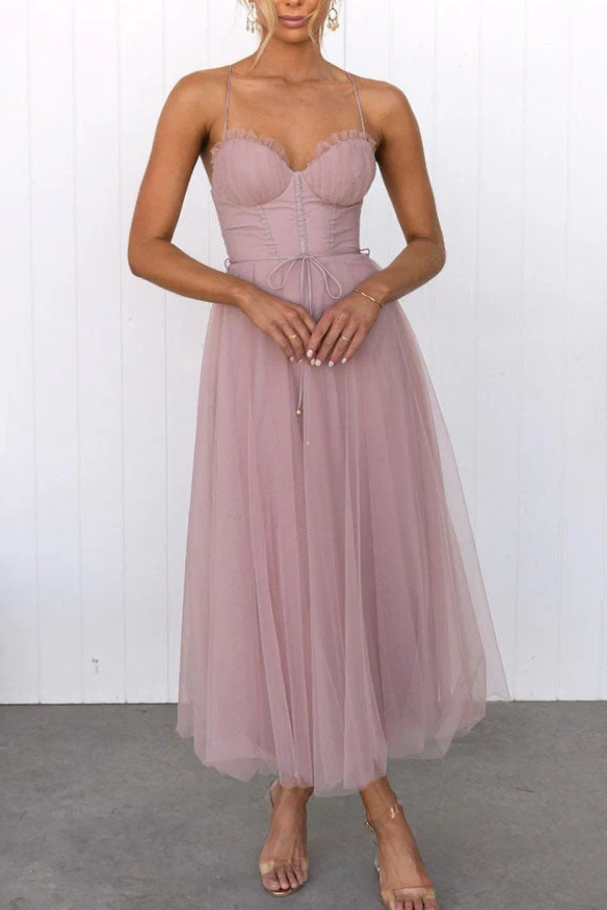 Women's Flowing Midi Dress for Wedding Guests — Elegant Occasion Dress with Flattering Silhouette | Koossa