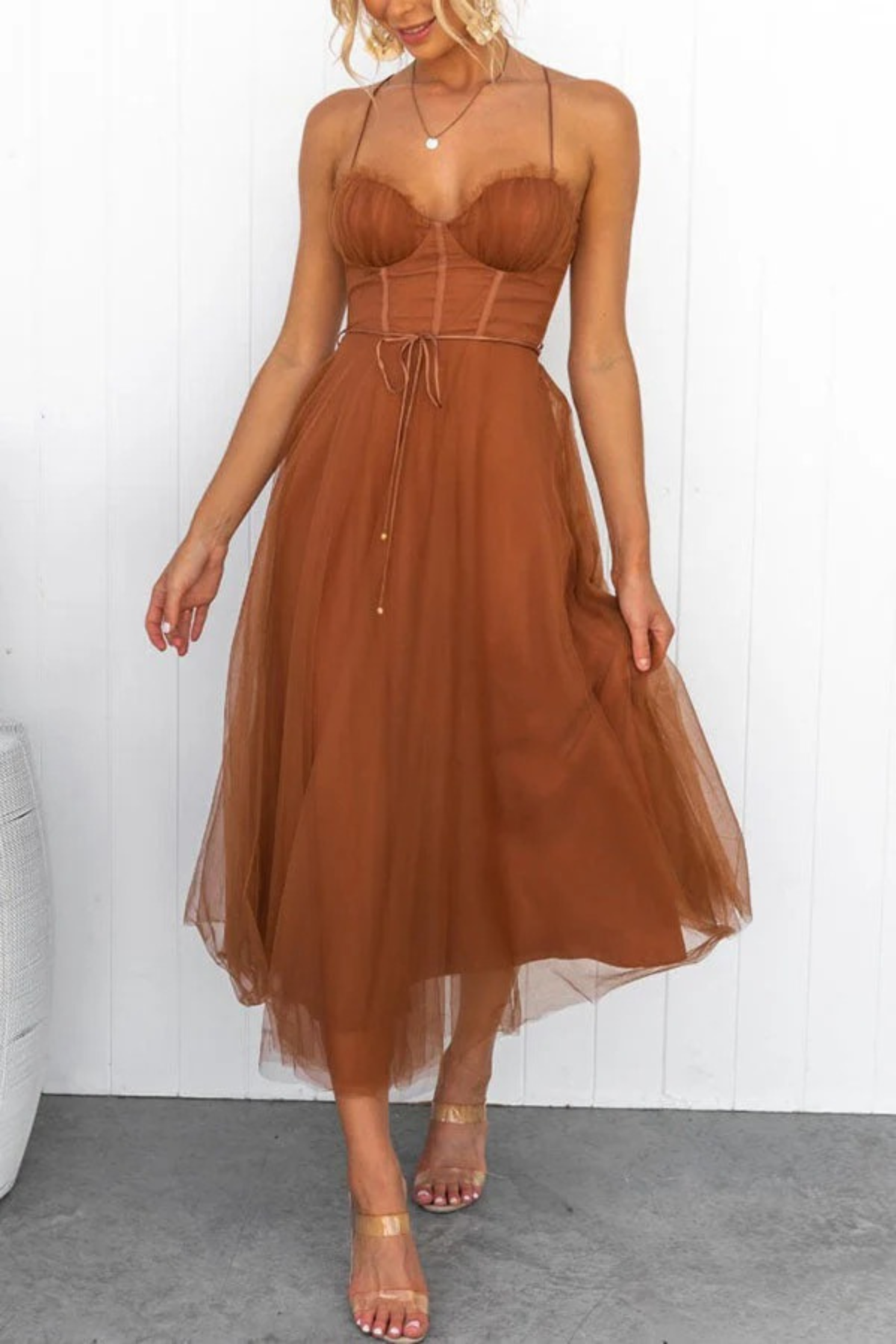 Women's Flowing Midi Dress for Wedding Guests — Elegant Occasion Dress with Flattering Silhouette | Koossa