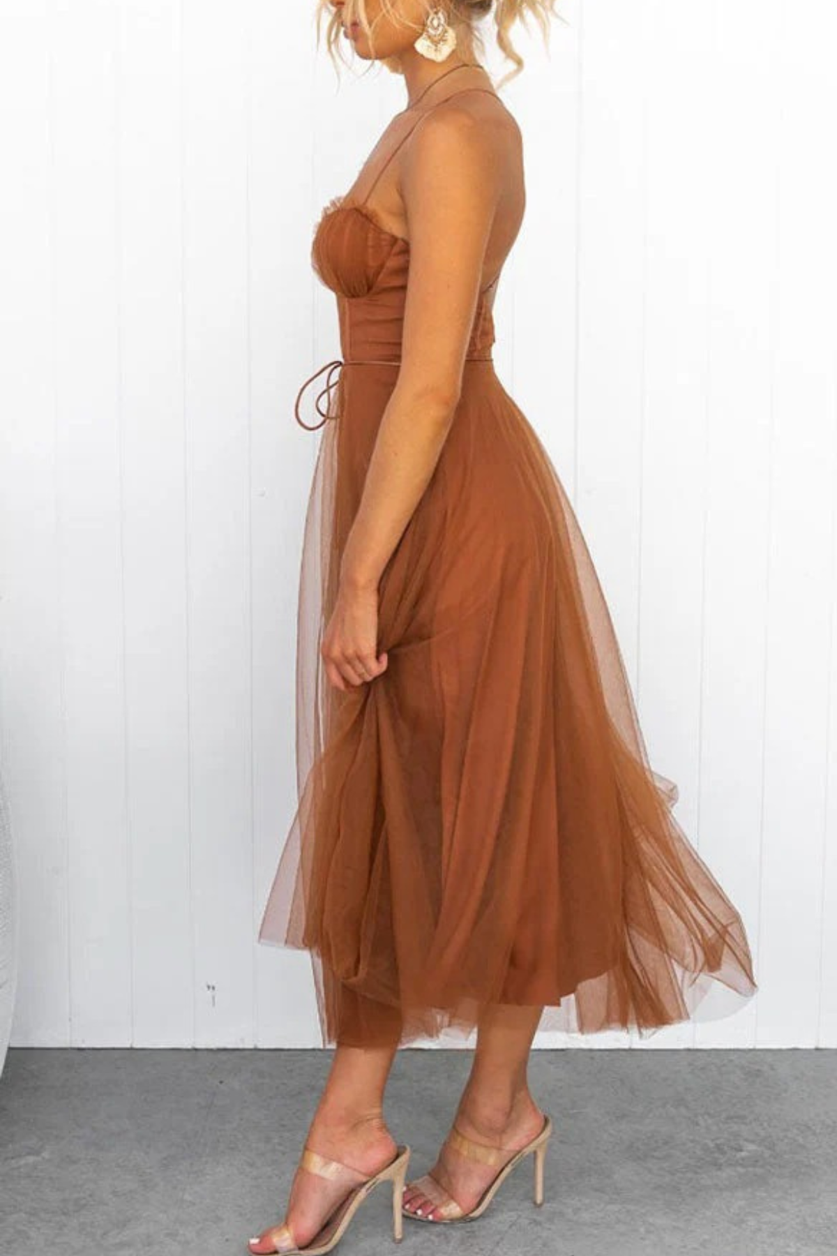 Women's Flowing Midi Dress for Wedding Guests — Elegant Occasion Dress with Flattering Silhouette | Koossa