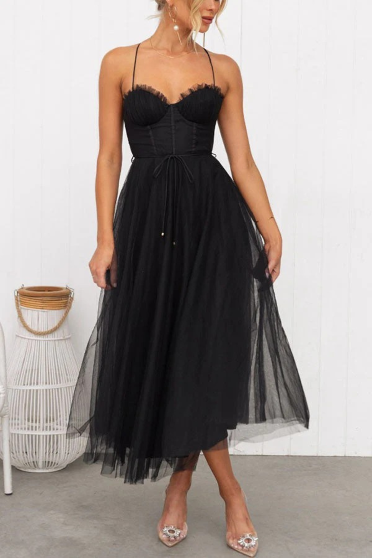 Women's Flowing Midi Dress for Wedding Guests — Elegant Occasion Dress with Flattering Silhouette | Koossa