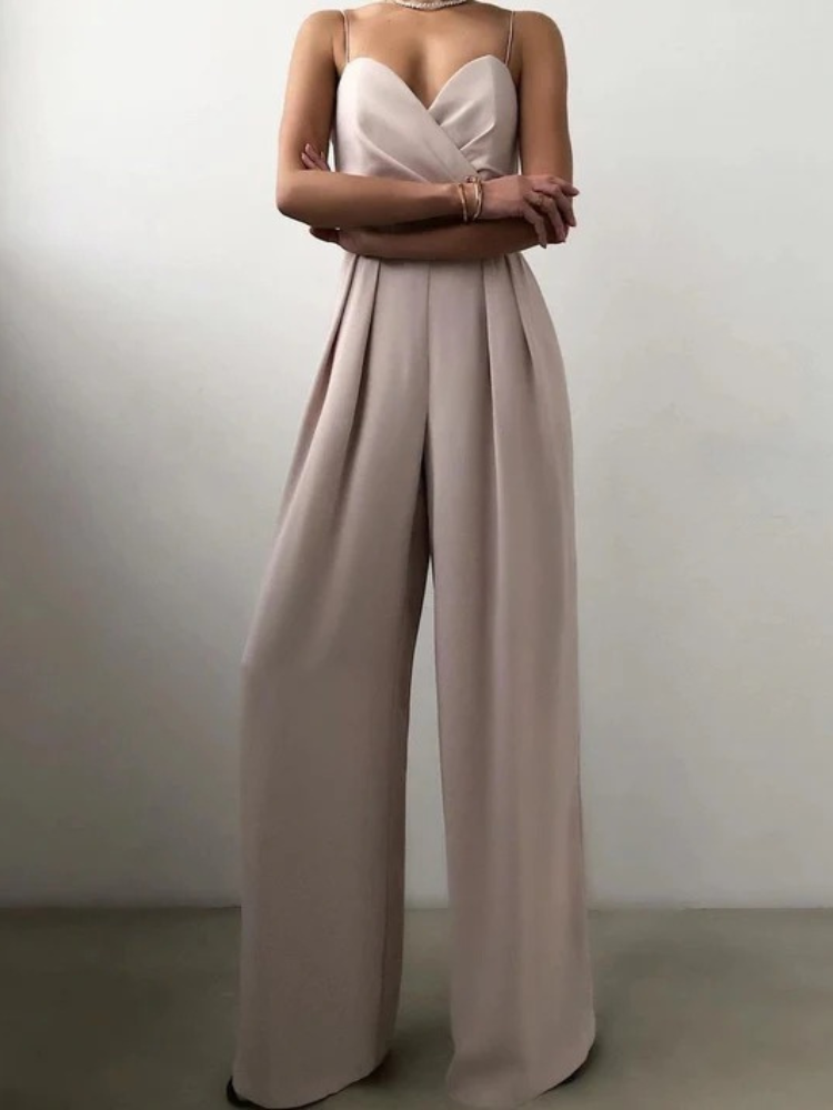 Women's Wide-Leg Black Jumpsuit — Elegant All-in-One for Evening Occasions & Summer Parties | Koossa