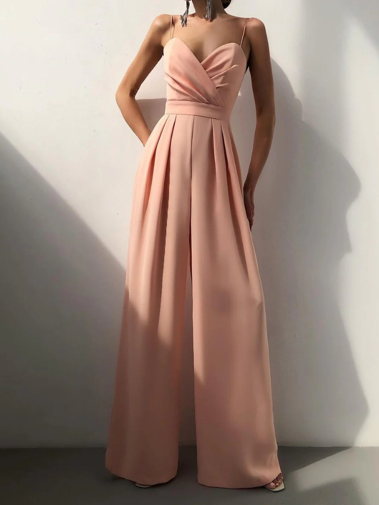 Women's Wide-Leg Black Jumpsuit — Elegant All-in-One for Evening Occasions & Summer Parties | Koossa
