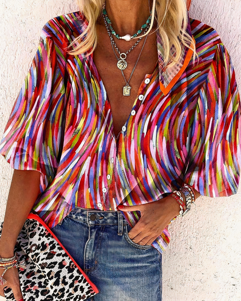 Women's Vintage Printed Blouse — Relaxed Fit Colourful Summer Blouse for Casual Days & Weekend Outings | Koossa