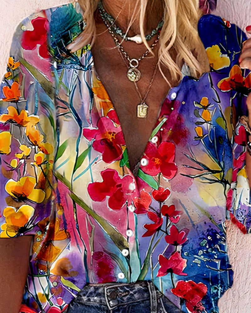 Women's Vintage Printed Blouse — Relaxed Fit Colourful Summer Blouse for Casual Days & Weekend Outings | Koossa
