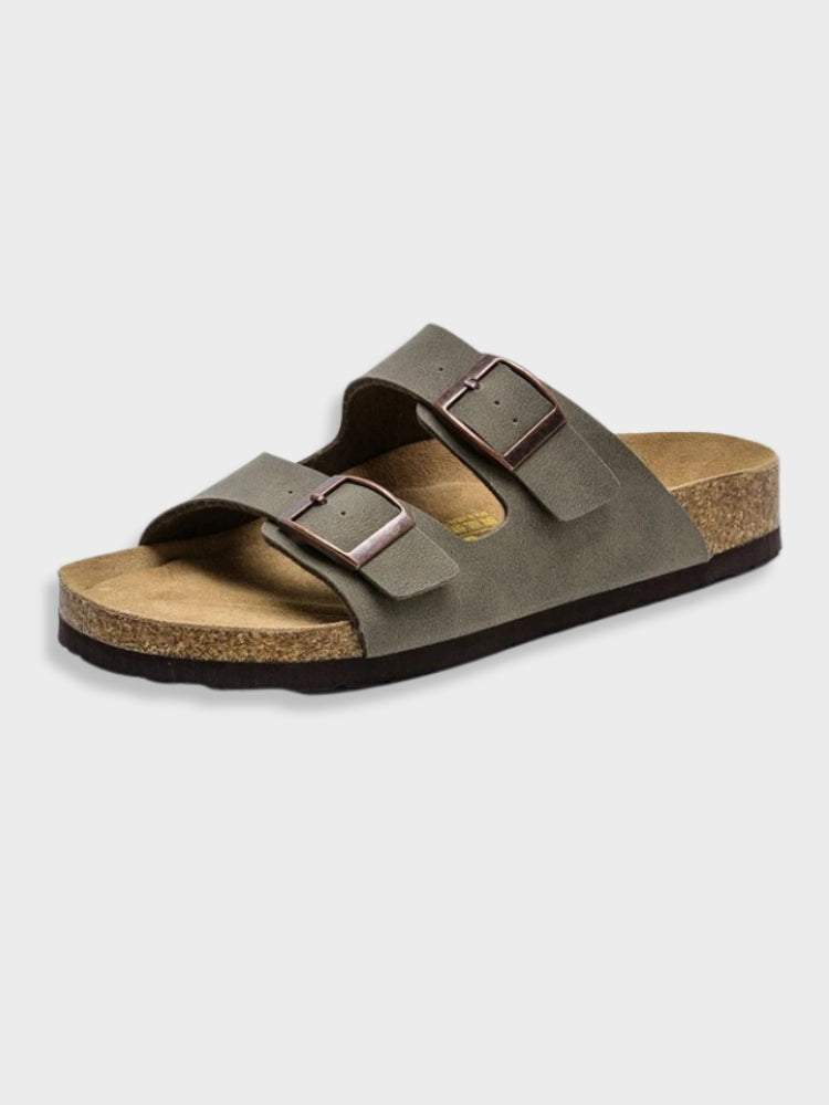 Men's Double-Strap Slide Sandals with Contoured Footbed — Adjustable Summer Slippers for Everyday Comfort | Koossa