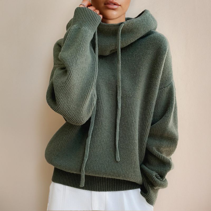 Women's Oversized Funnel Neck Hoodie in Soft Fleece — Relaxed Leisure Jumper with Drawstring Detail for Casual Elegance | Koossa