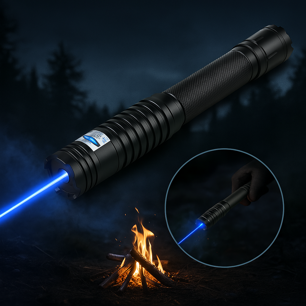 Blue Laser Pointer 450nm Rechargeable Aluminum Handheld Laser Flashlight, Adjustable Focus for Camping, Hiking & Outdoor Use | Lonoma