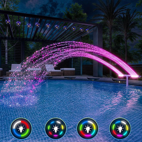 Fontaine Solaire pour Piscine avec Éclairage LED RGB Automatique Effet Eau Lumineuse Nocturne Décoration Jardin | Koossa