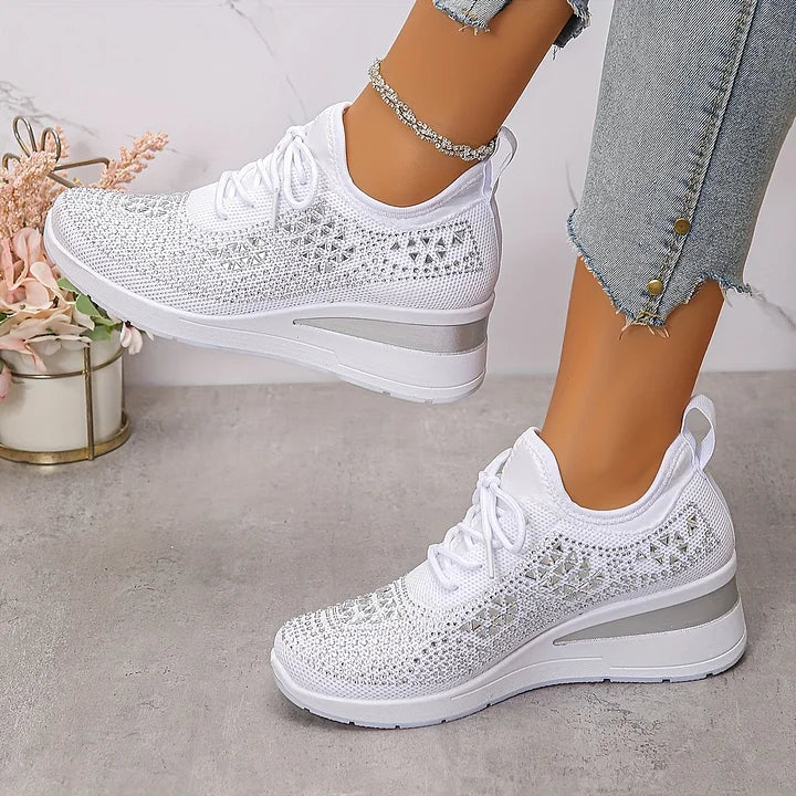 Women's Ergonomic Lace-Up Trainers in Premium Canvas with Cushioned Sole for All-Day Comfort | Koossa
